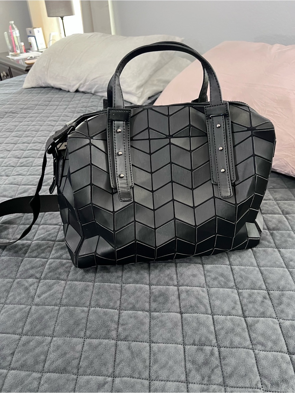 Emilio Pepe Geometric Purse Crossbody Purse Black Handbag Made In Italy